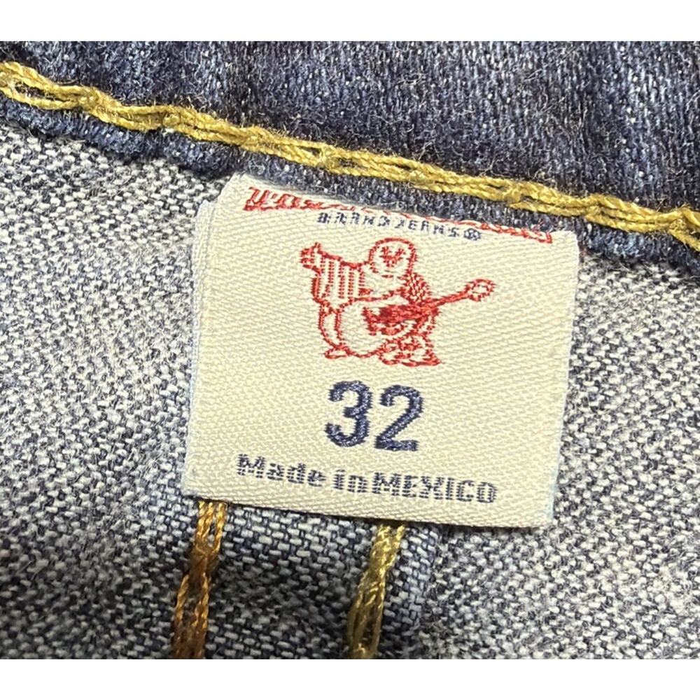 True Religion World Tour 32x32 Ultra Indigo Slim Flap Big T Mens Jeans Excellent - Picture 3 of 9
